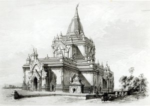 Vista noreste del Templo Gaudapalen en Pagan de Henry Yule